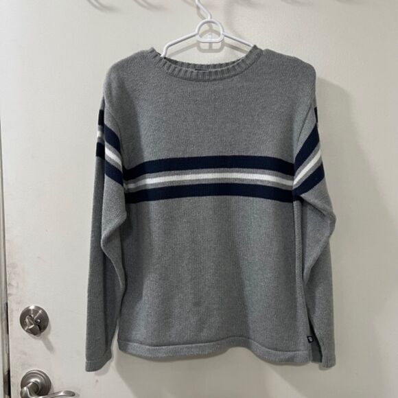 Gap Youth Boys Gray Stripe 100% Cotton Crewneck Long Sleeve Sweater Sz XL-12 - Picture 3 of 9